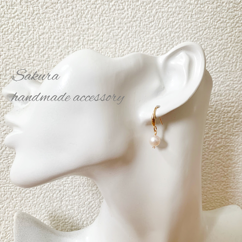 ☆14kgf☆アコヤ真珠のピアス☆PS加工☆7mm ピアス（フック