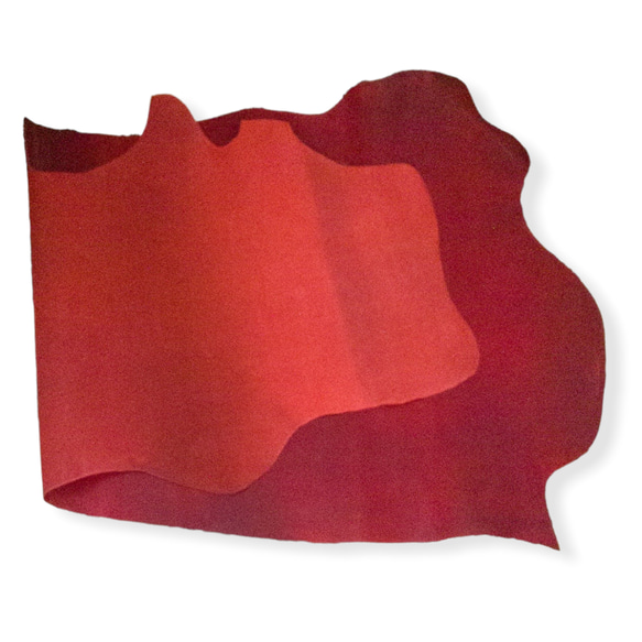 フルベジタブル タンニン鞣し ヌメ革 ワックス仕上げ  半裁  ワインレッド 4枚目の画像