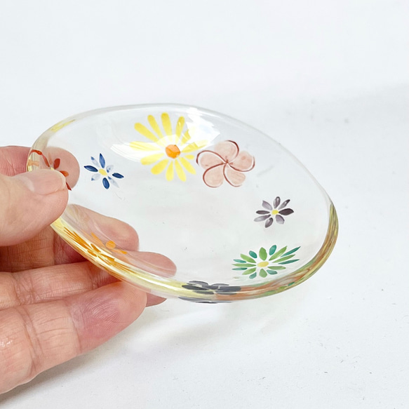 花＊花 京絵付け手びねり ガラス豆皿 薬味皿・豆皿 京焼・清水焼窯元
