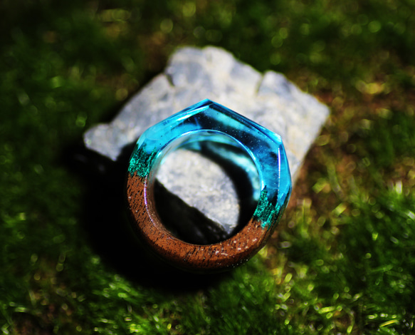 [免運費] 自然戒指木樹脂戒指 第1張的照片