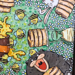 【ハチミツパーティー】　ミツバチ　動物　原画　絵　アート 5枚目の画像