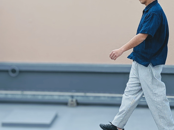 ＜OSOCU＞刺し子柄生地 白黒 知多木綿パンツ                                     【商品管理番号】10-143- S1307149734(10010円)