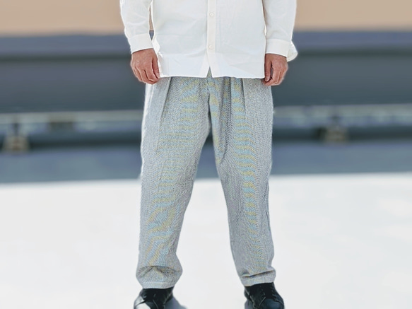 ＜OSOCU＞刺し子柄生地 白黒 知多木綿パンツ                                     【商品管理番号】10-143- S1307149734(10010円)