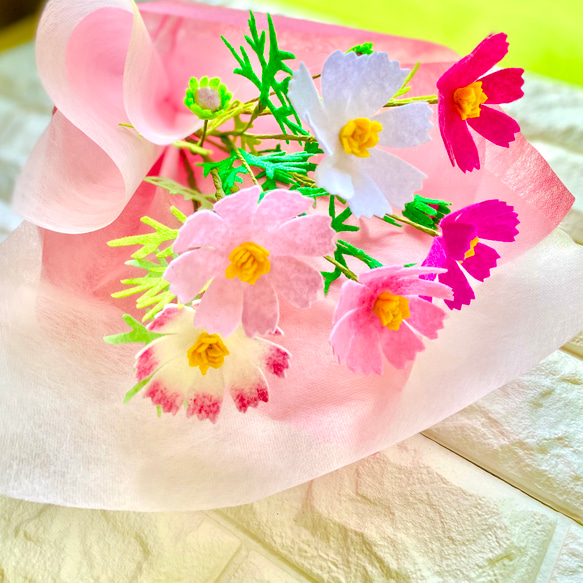 秋桜　フェルトフラワー　コスモス　プレゼント　誕生日　フェルト　秋　スワッグ　ピンク　インテリア　可愛い　 5枚目の画像