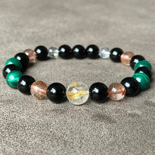 様々な運を上げる/ルチルクォーツ・モリオン・マラカイト・ヒマラヤ  