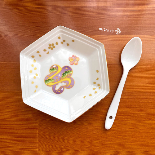 ポーセラーツ】六角形プレート 花 小皿 mitchell. 通販 14478602
