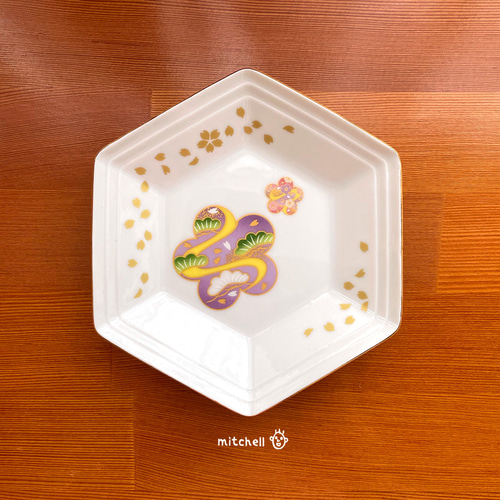 ポーセラーツ】六角形プレート 花 小皿 mitchell. 通販 14478602