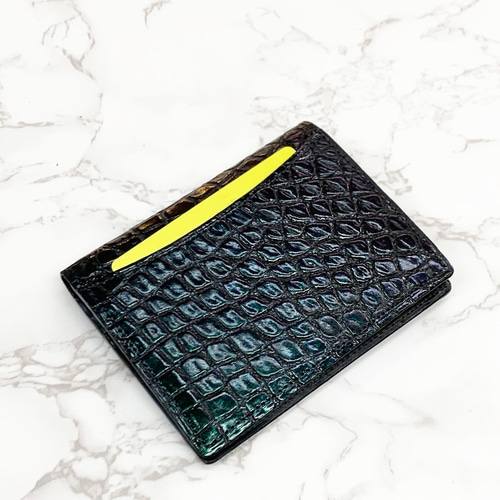 日本製 クロコダイル 超薄型スマート 上質 名刺 パス入れ マルチ