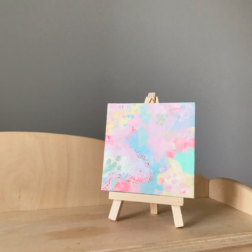 ミニアート◇抽象画「いつもやさしいきみがすき」アートパネル10