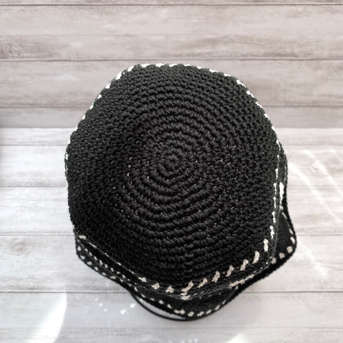 YARN クロスモチーフ 帽子 黒 OVERRIDE PAPER CROCHET ZIG-ZAG HAT | 58cm(58) BLACK (01