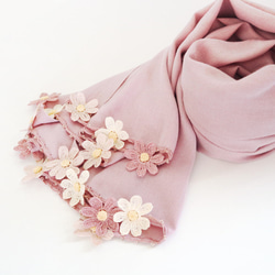 [Made to order] Pashmina shawl [DAISY] Foggy Rose 第5張的照片
