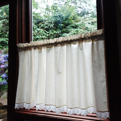 ホワイトコットン♪２M幅カフェカーテン 200cm×55cm ハンドメイド ホワイトコットン♪2M幅カフェカーテン 200cm×55cm カーテン