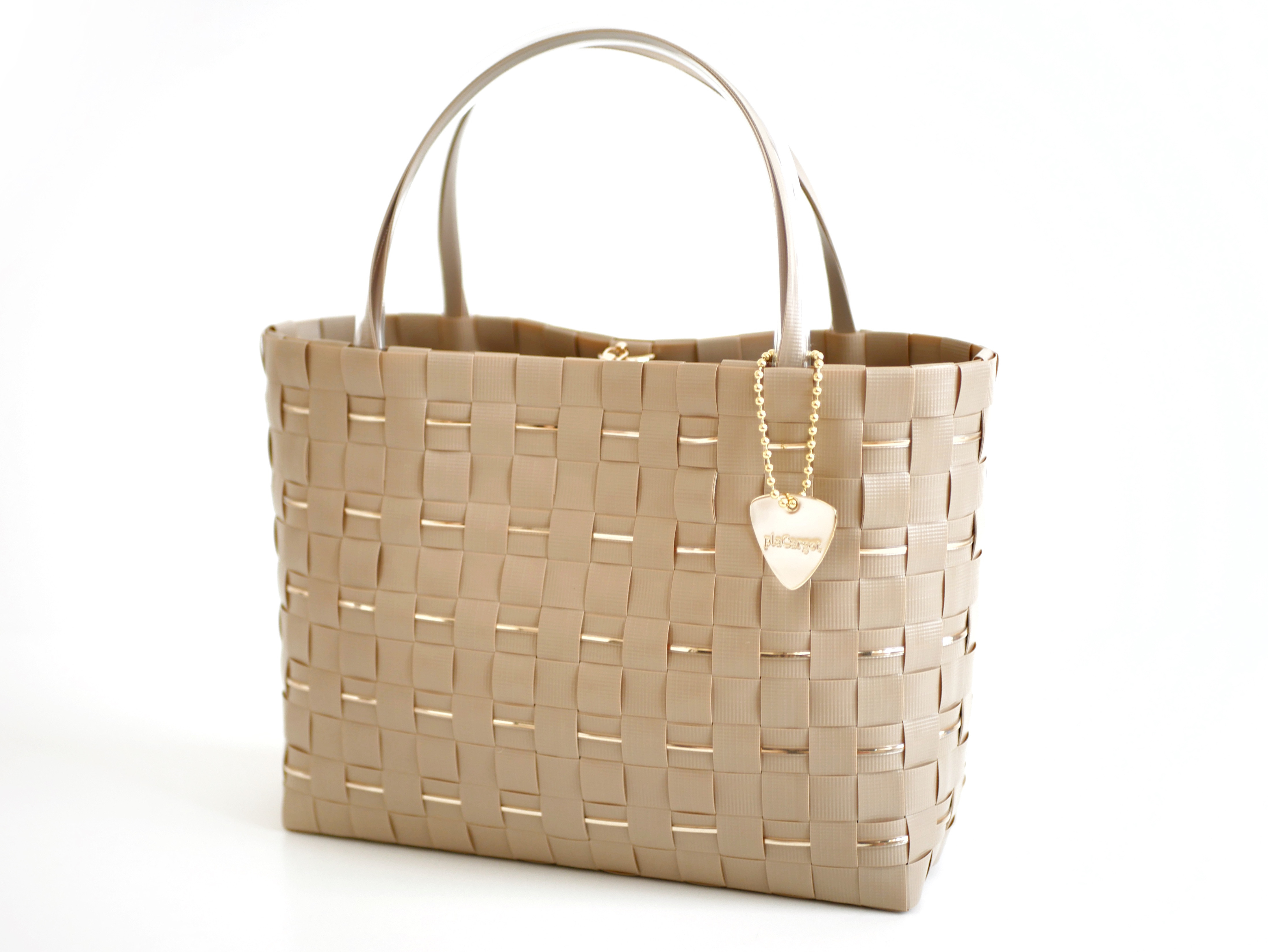 【受注製作】GOLD×ミルクティベージュ〈Sサイズ〉Creema限定　2WAYプラカゴバッグ