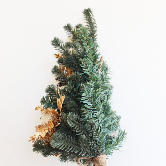 2022年新作 壁に掛けるクリスマスツリー（ゴールド系）「送料無料」リースタイプのクリスマスツリー 7枚目の画像