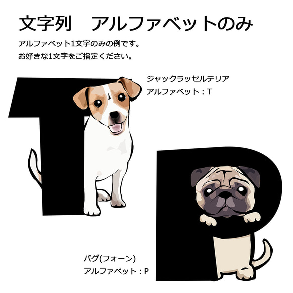 【受注生産】アルファベット犬 Tシャツ　～ワンちゃんのイニシャルでお作りします～ コーギー　パグ　ペキニーズ　柴犬他 4枚目の画像