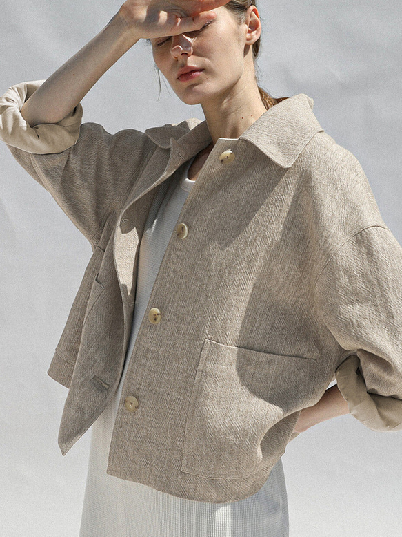 秋冬コットンとリネンの高品質なショート レディース