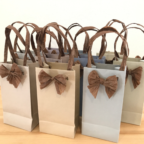 再販】ミニ紙袋 くすみカラー 10色 リボン その他雑貨 kinoppi_shop