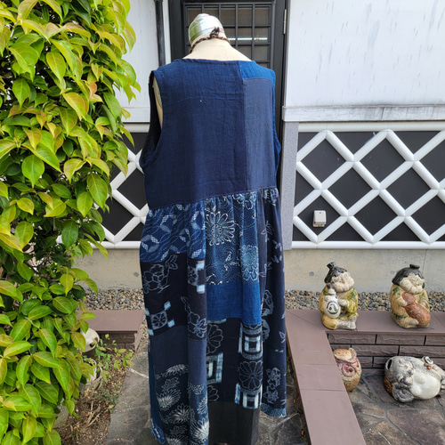 着物リメイク 古布 手作り 型染めなど パッチ ジャンパー