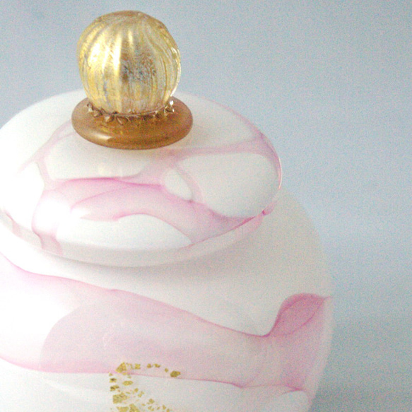 手元供養　デザインガラス分骨骨壺　ミニ骨壷　コーラル 