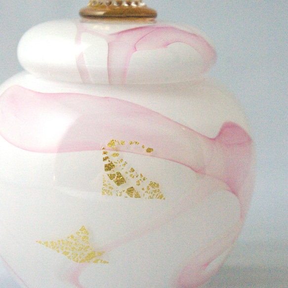 手元供養　デザインガラス分骨骨壺　ミニ骨壷　コーラル 