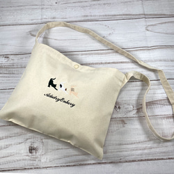 3種拉伸貓刺繡帆布Sacoche Pochette小袋&lt;自然&gt; 第1張的照片