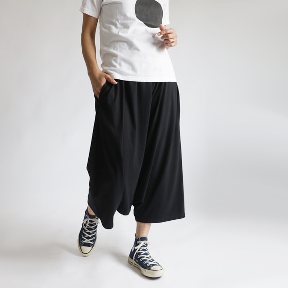 ＊夏準備ＳＡＬＥ　度詰め天竺コットンTシャツ生地　誰にでも似合うサルエル　パンツ　ゆったり幅広ワイド調節ゴム穴G29 7枚目の画像