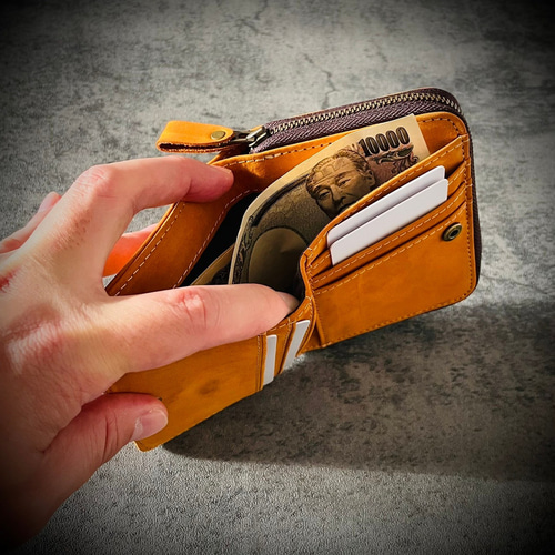 イタリアンレザー ミニ財布 メンズ財布 ヌバックレザー 革財布