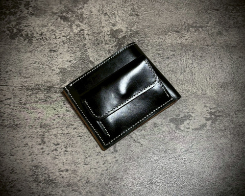 ハンドメイド（手縫い）ヌメ革（バーガンディ） 二つ折り財布 cf601a6c8e72fc082c198ec161793d