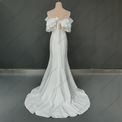 オフショルダー スレンダーライン ウェディングドレス 二次会 結婚式ドレス 518 3枚目の画像