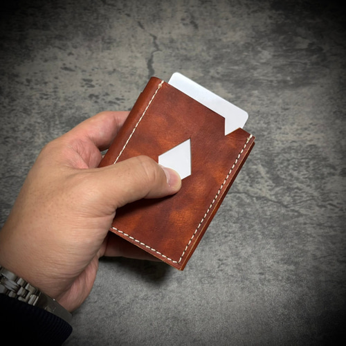 総手縫い メンズ財布 ミニ財布 小さい財布 本革 ハンドメイド ブラウン 茶 経年変化を楽しむ ミニ財布 コンパクトウォレット 総手縫い