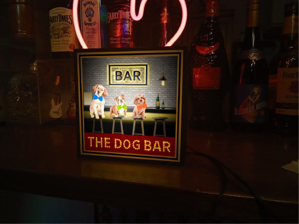 ドッグ カフェ BAR 犬 ワンちゃん ペットショップ 酒 ミニチュア サイン ランプ 看板 置物雑貨 ライトBOX 6枚目の画像