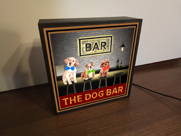 ドッグ カフェ BAR 犬 ワンちゃん ペットショップ 酒 ミニチュア サイン ランプ 看板 置物雑貨 ライトBOX 4枚目の画像
