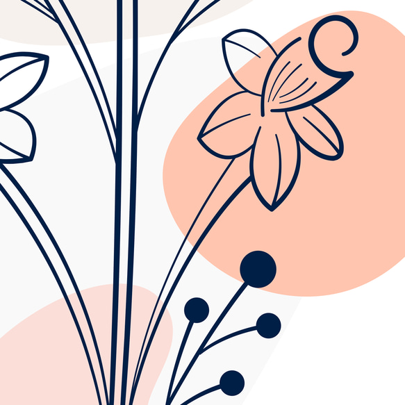 アートポスター シンプルモダン ボタニカルアート ライン画 ミニマルデザイン パステル 3枚セット 4308 5枚目の画像