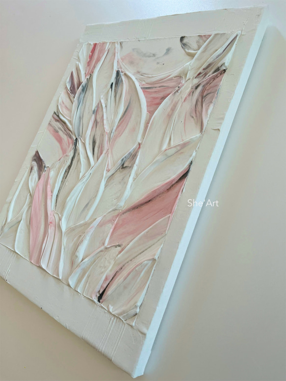原画M・frame・ピンクフラワー  / 北欧 フラワーアート 絵画 キャンバスアート テクスチャーアート  インテリア 6枚目の画像