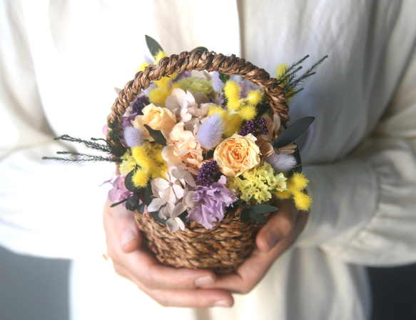 Flower basket (S) ミモザ purple 1枚目の画像