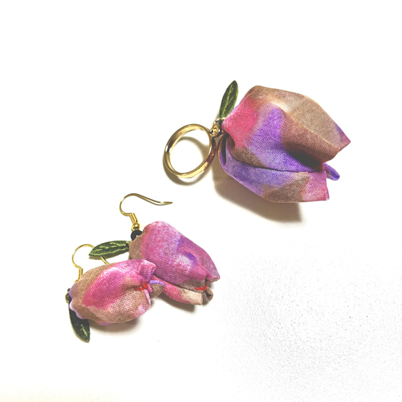 Ungrid チュニックと手作りピアス おばあちゃんが作った布チューリップのピアスとリング♡ ピアス