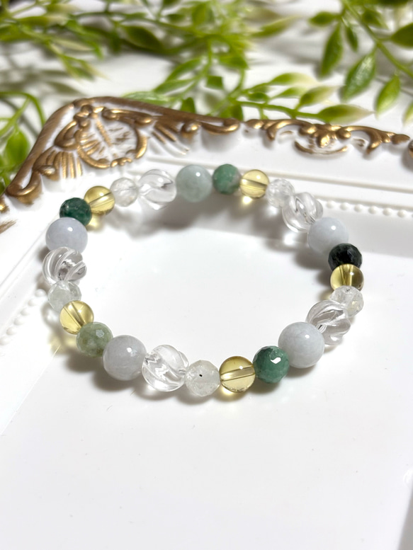 5月誕生石 双子座 星座石 天然石 五芒星 ブレスレット エメラルド 翡翠