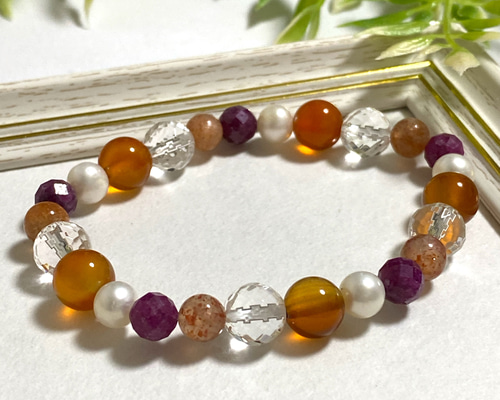 7月誕生石 獅子座 星座石 天然石 五芒星 ブレスレット ルビー