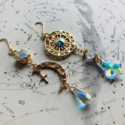 再再再販　夜の魔術部  月の姫　月と星の羅針盤ピアス イヤリング 3枚目の画像