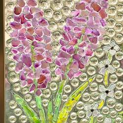 シェルアートフレームꕤ  パープルフラワーと水玉　ゴールド　インテリアフレーム　ꕤ  天然貝　紫陽花 19枚目の画像