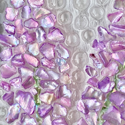 シェルアートフレームꕤ  パープルフラワーと水玉　ゴールド　インテリアフレーム　ꕤ  天然貝　紫陽花 13枚目の画像