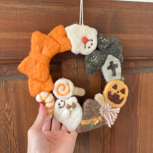 ハロウィン タペストリー 羊毛フェルト ハンドメイド インテリア 雑貨 