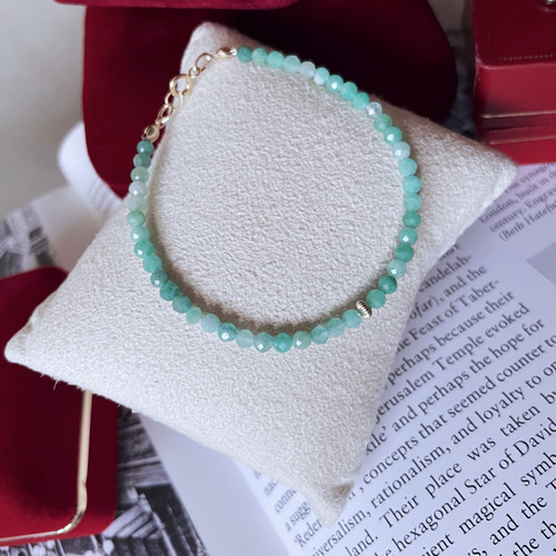 天然 エメラルド 14kgf 長く使えるブレスレット silver925 ゴールド