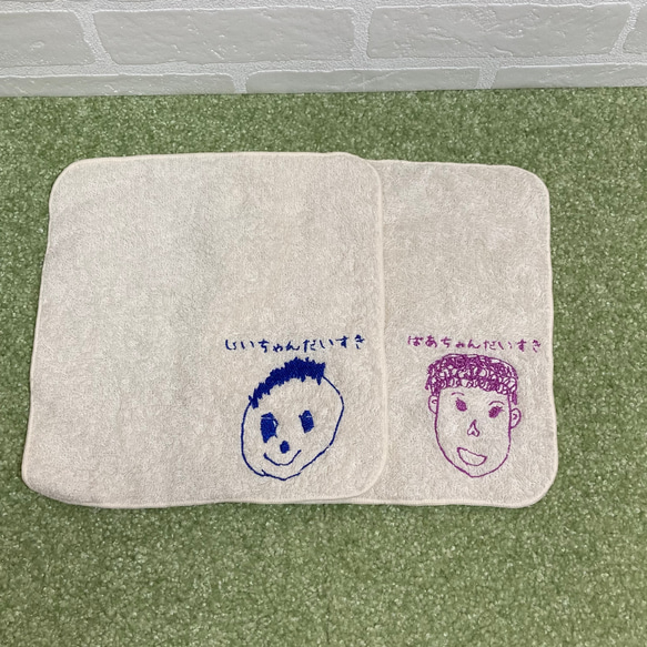 泉州タオル　薄手　　刺繍でおえかきタオルハンカチ　世界でひとつだけのプレゼントに。　 13枚目の画像