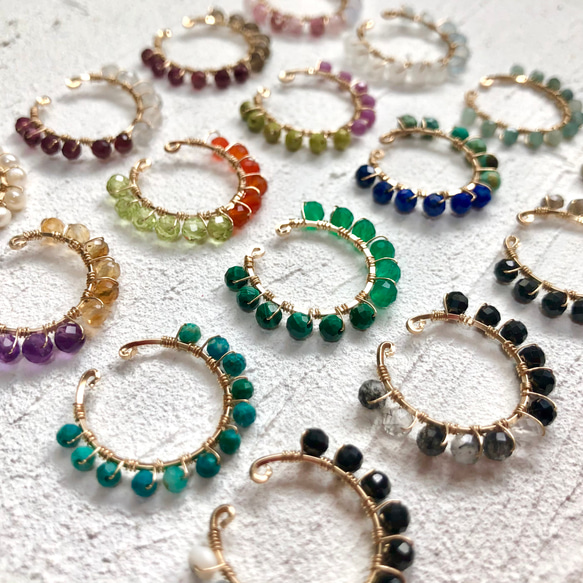 新作 金魚 ハンドメイド ピアス イヤーカフ 14 kgf天然石 バラ売り