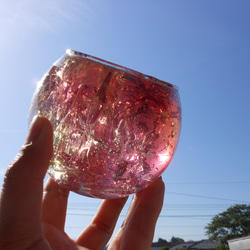 丸グラスに入ったジェルキャンドル（薄ピンク） 2枚目の画像