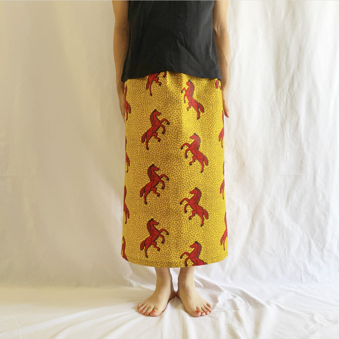 ロングタイトスカート(馬黄色)