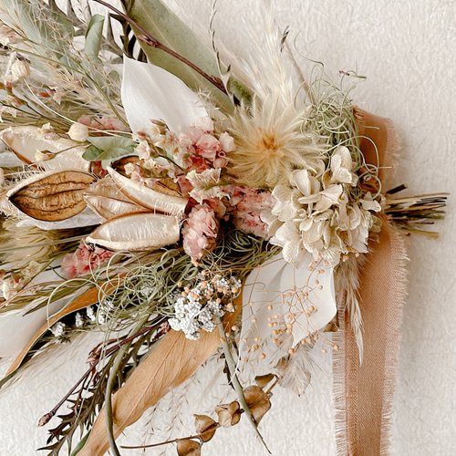 ナチュラル　ドライフラワー　横長　縦長　スワッグ ナチュラルドライフラワー横長縦長スワッグ