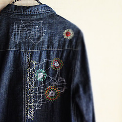 SAYOCAFE＋R/リメイク、刺し子とステッチのアートなデニムシャツジャケット 10枚目の画像