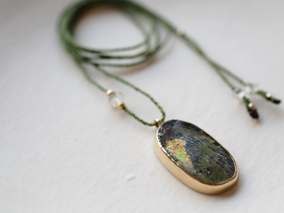 roman glass brass necklace (yuubae) 6枚目の画像